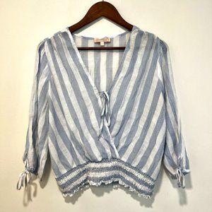 Blousology Blue and White Striped Top Size XL